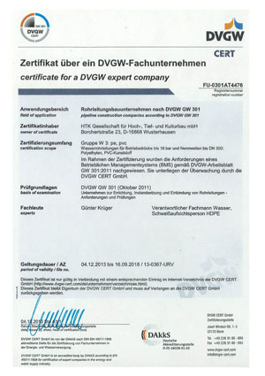 Zertifikat Dvgw